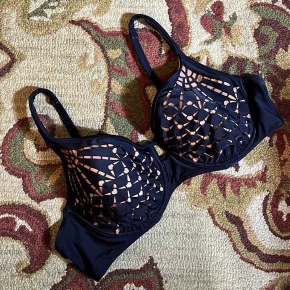 SWIMSUITS FOR ALL Size 24 Swim Bra Top Underwire Padded Cut-Outs Sexy $88 NEW - Picture 2 of 16